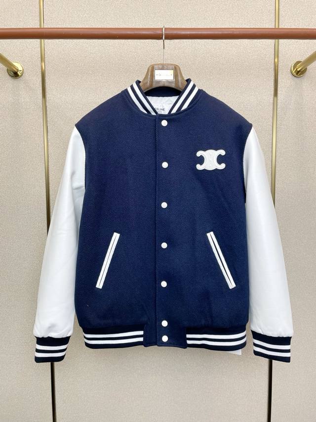 Celine Exclusive New Original Men's Casual Baseball Uniform with Letter Badge, H