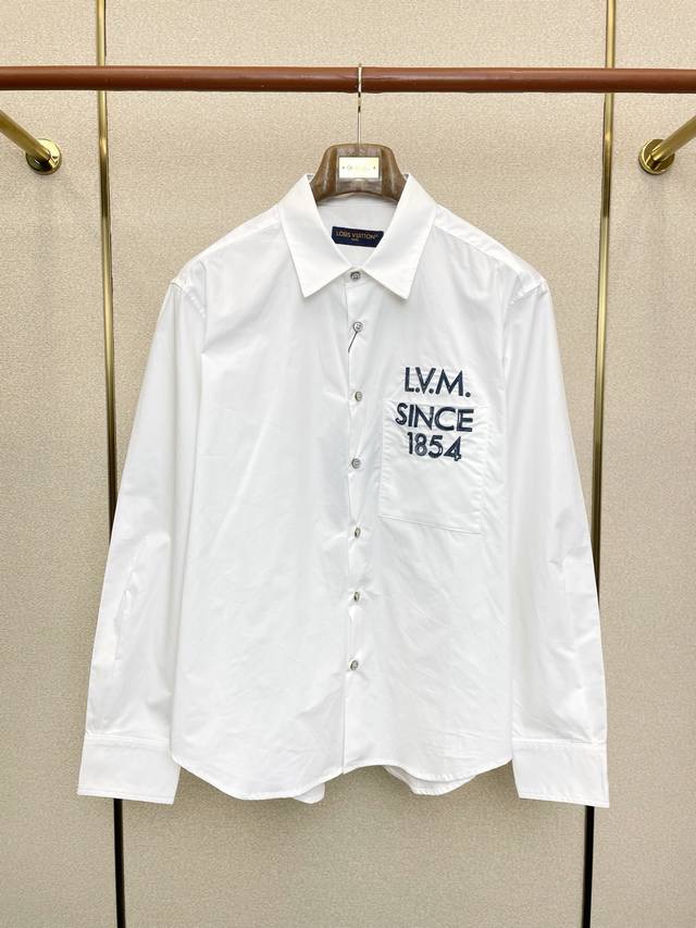 Louis Vuitton Exclusive New Original Men's Casual Shirt with Embroidered 1854 L