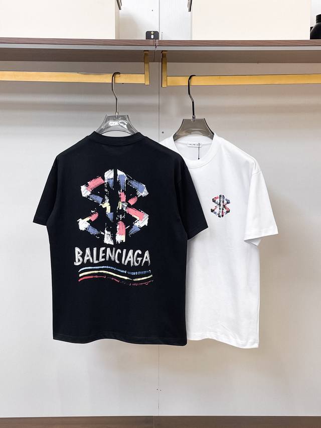 Balenciaga 2026 New Arrival 300g Double Yarn Pure Cotton Short-Sleeve T-Shirt (