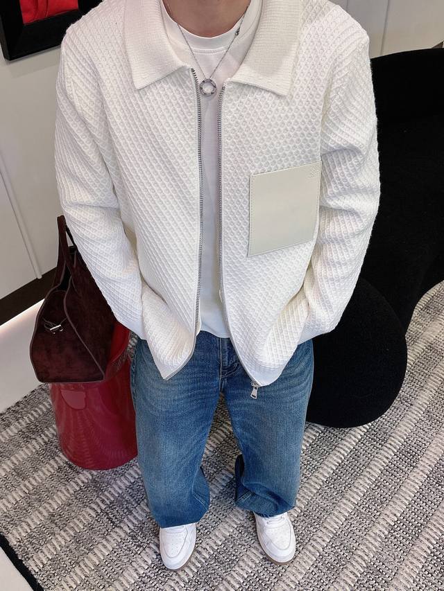 Loewe 25 Sanagram Jacquard Zipper Knit Sweater, wool blend fabric. The garment i