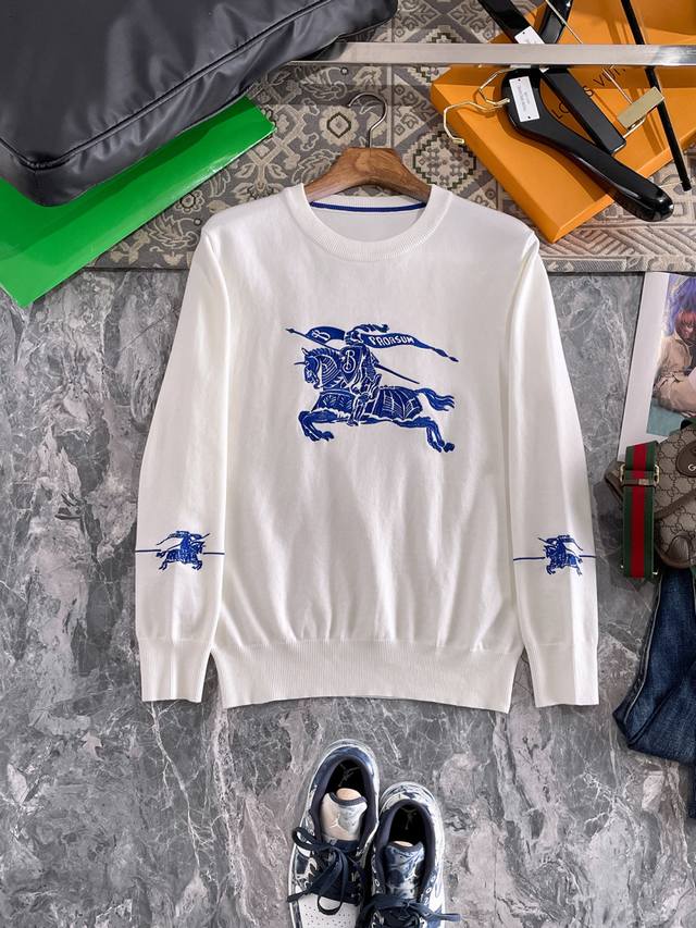 Burberry Crew Neck Sweater, made with a wool blend yarn, offers excellent warmth