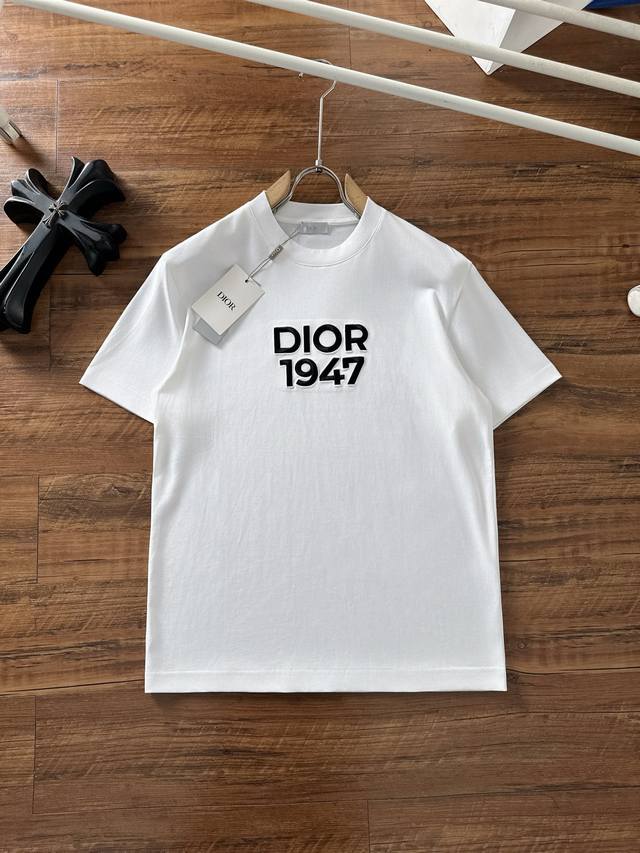 Dior 2026 Spring/Summer New Cotton Crew Neck Short Sleeve T-Shirt with Heavy Emb