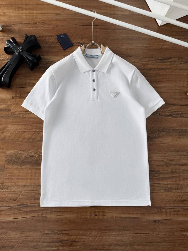 Prada 2026 Spring/Summer New Silky Beaded Collar Polo Shirt with Classic Triang