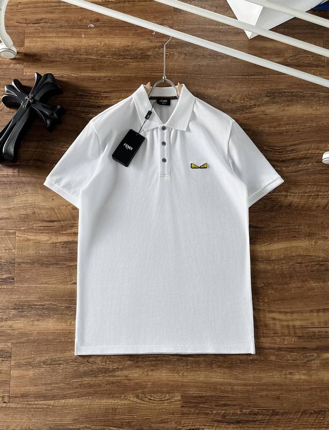 Fendi 2026Ss Summer New Logo Men's Polo Shirt! A classic business men's style, t