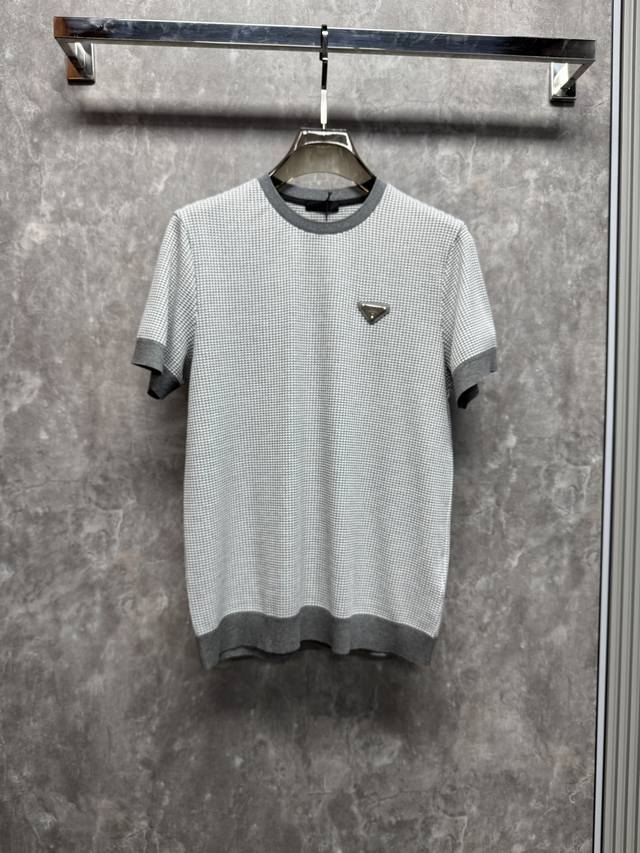 New Arrival 26Ss p Brand Spring/Summer New Vertical Striped Jacquard Short-Sleev