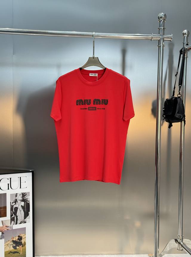 Miu Miu*2025S New Modal T-Shirt. The Miu Miu Monogram logo is prominently displa