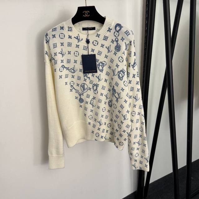 Style No. 20258311 Lv* New Monogram Logo Print Pullover Long-Sleeve Wool Knit S