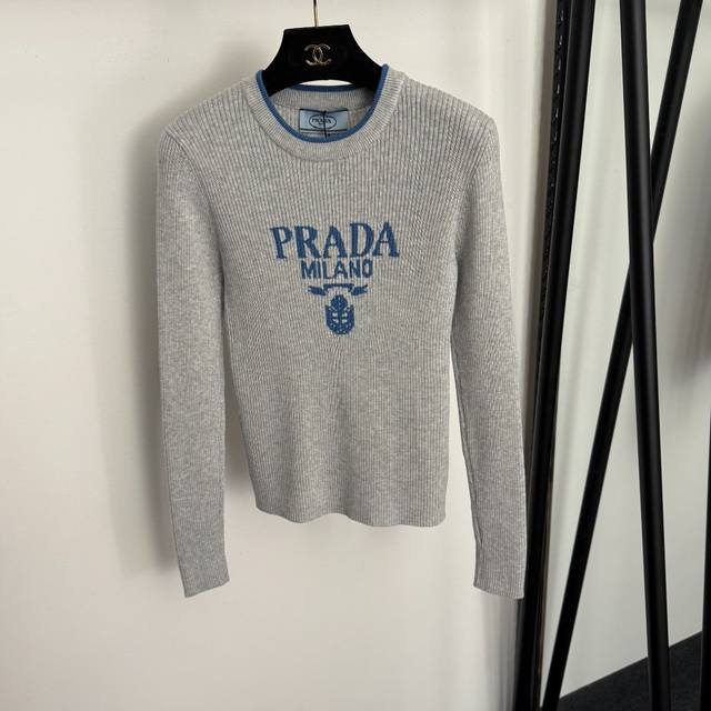 Style No. 20258303 prad* New Slim Fit Long Sleeve Wool Knit Sweater with Logo L