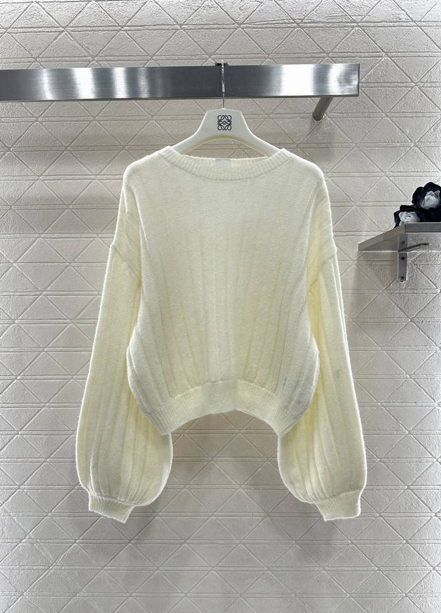 Loew*2025 New Arrival Clean Line Lantern Sleeve Knit Sweater. Made with custom Y