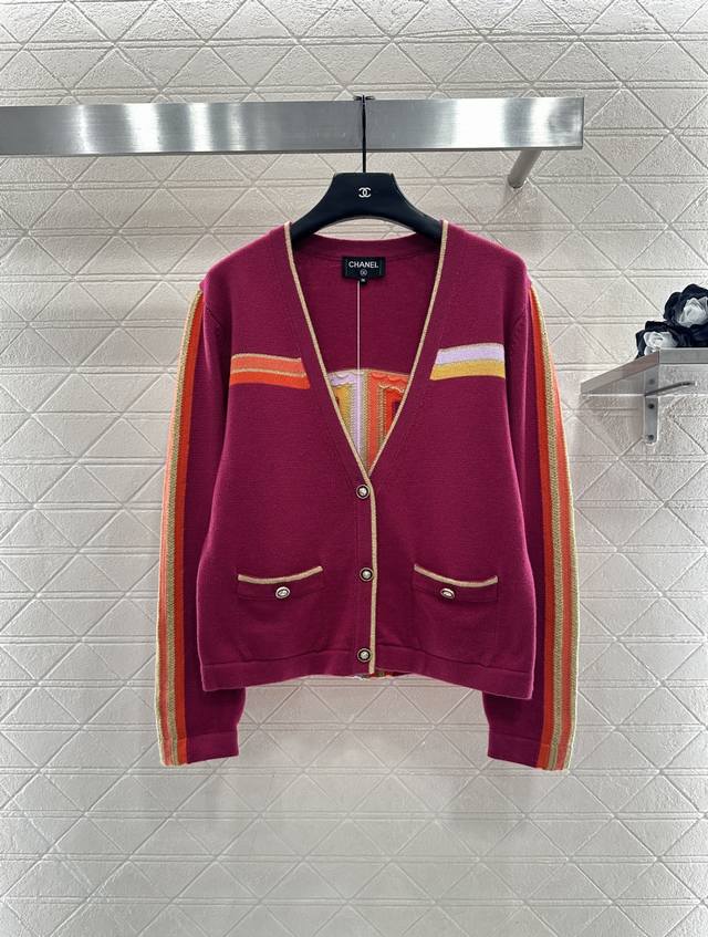 Chane*2025 New Arrival Color Block Knit Cardigan Custom Yb cashmere knit materia