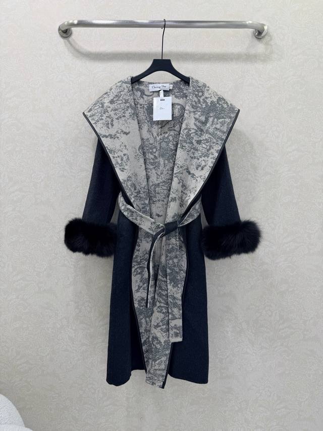 Dio*25 New Bathrobe High-End Cashmere Coat with Detachable Fox Fur Terry Cloth C