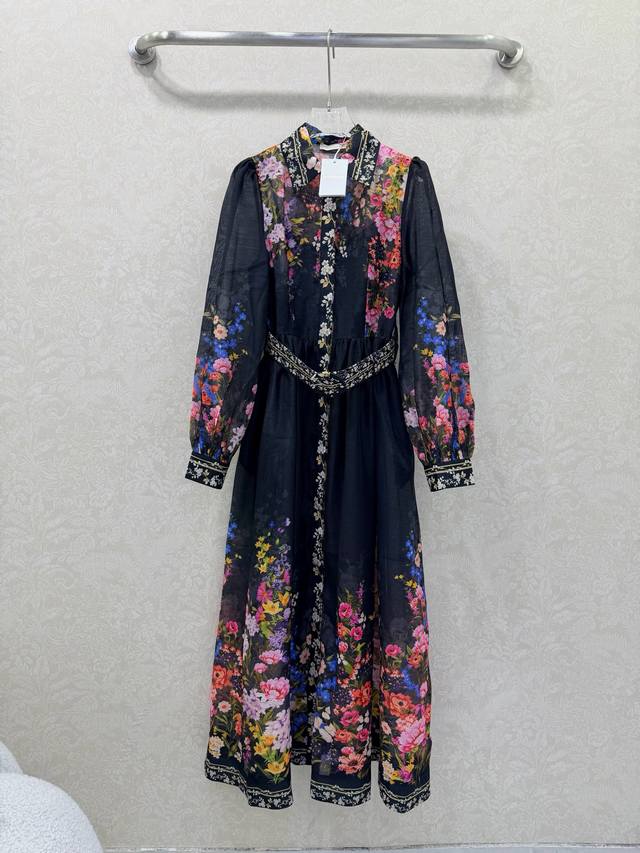 Zimmerman*Zimmerman 26 Early Spring New Collar Printed Dress with Lantern Sleeve