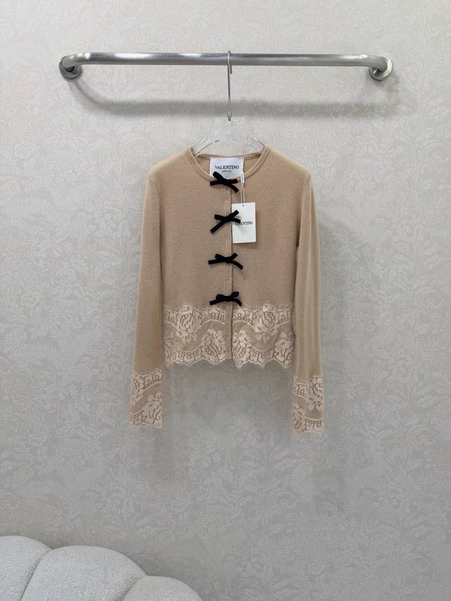 Valentin*25 Autumn/Winter New Arrival! High-end lace-trimmed bow-knit cardigan!