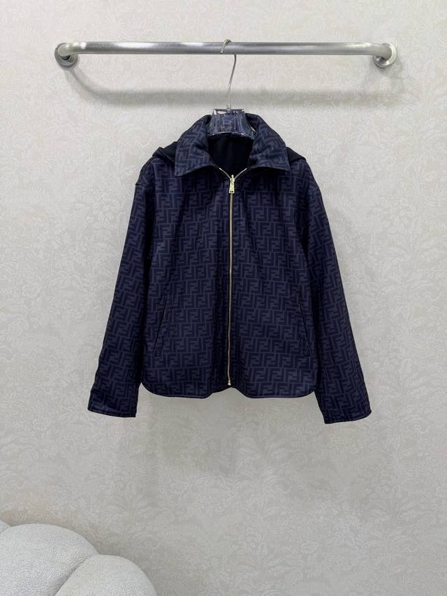 Fend*25 New Reversible Hooded Wool Coat, Original Custom Double-Sided Logo Print