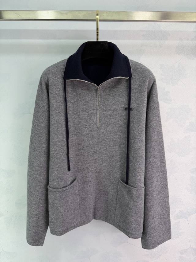 Miu*25 Autumn/Winter New Half-Zip Sweater, Custom Cashmere, Soft and Delicate, E