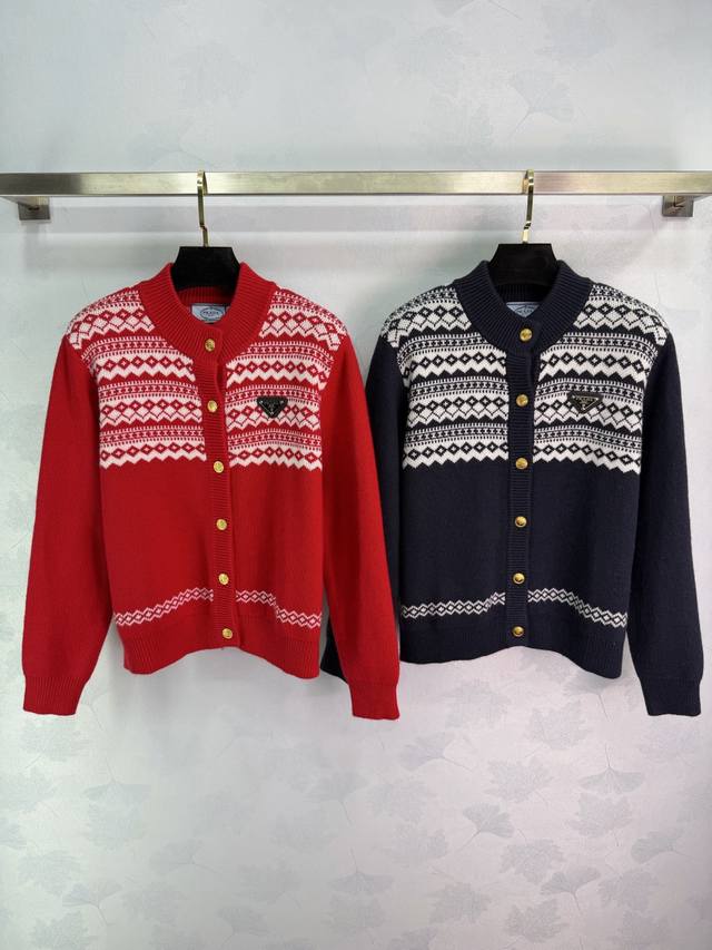 prad* 2025 Autumn/Winter New Fair Isle Collection Heavy-Duty Crochet Crew Neck L