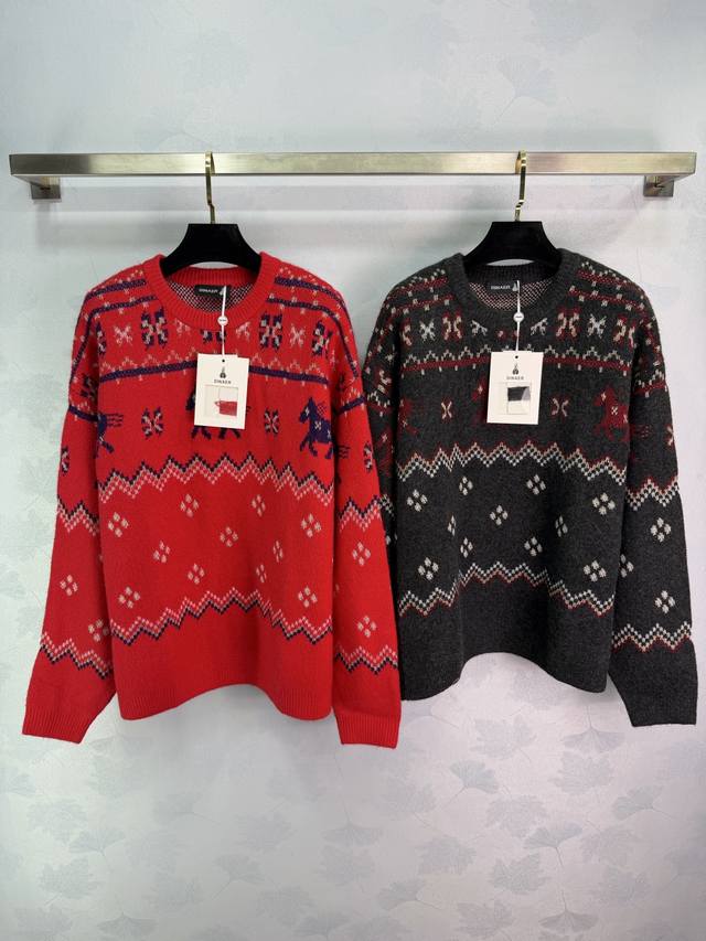 Dinae*2026 Early Spring New Year Limited Edition Jacquard Crew Neck Pullover Kni