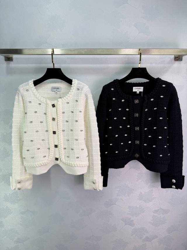 Ch* 2025 Autumn/Winter New Heavy-Duty Rhinestone-Studded Crew Neck Knitted Long-