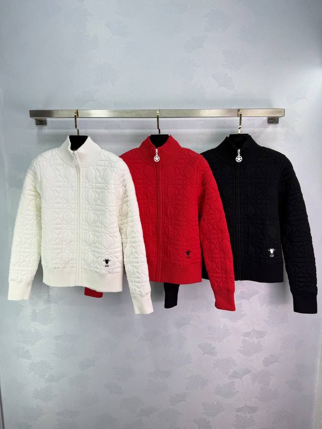 Dio* 2025 Autumn/Winter New Cannage Embroidered Stand Collar Long-Sleeved Coat!