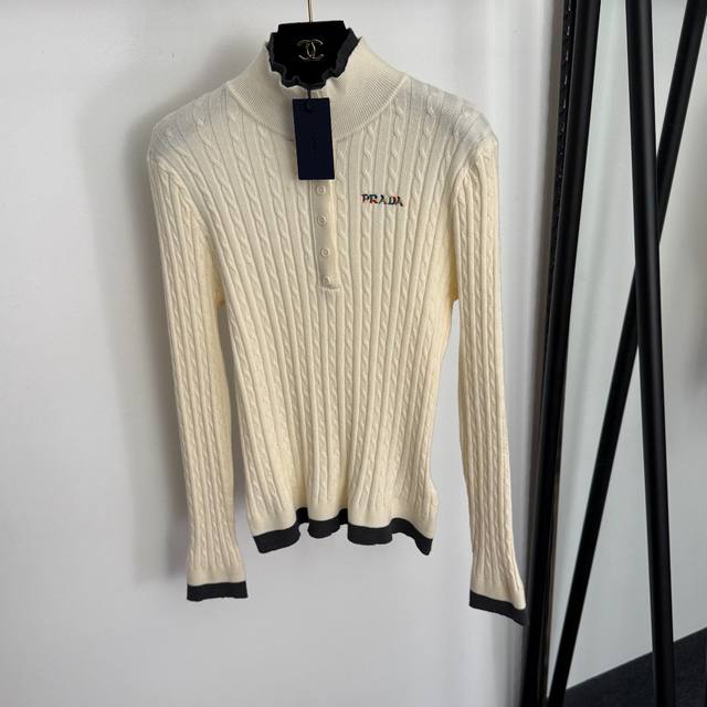 Style No. 20258300 prad* New colorful logo embroidered half-button high-neck lo