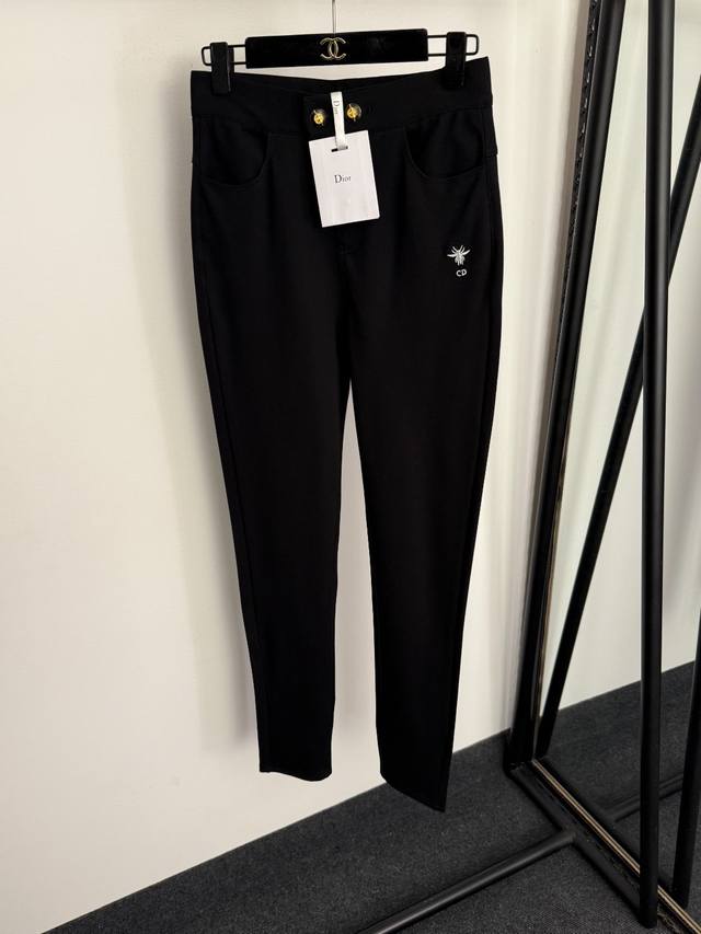 Style No. 20258293 Dio* New Cd Little Bee Embroidery Elastic Slim Fit Leggings,