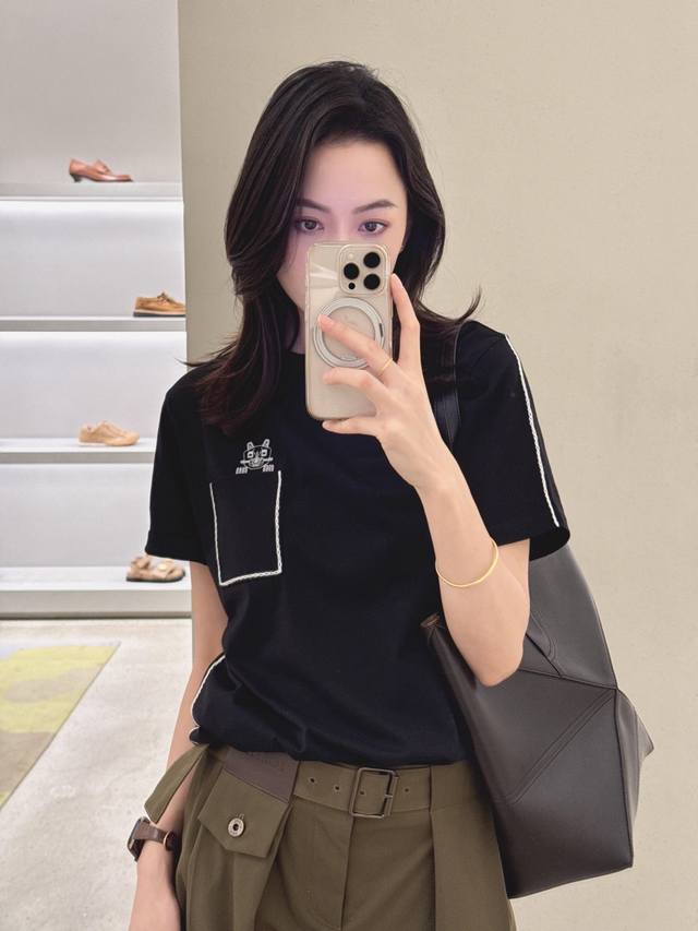 Loew* X Louis Wain Collaboration New Pocket Cat Embroidery Regular Fit Short-Sle