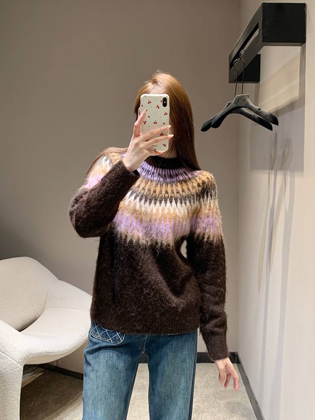 Chan*L 25Fw Autumn/Winter New Color-Blocked Mohair Blend Sweater | Exclusive Hig