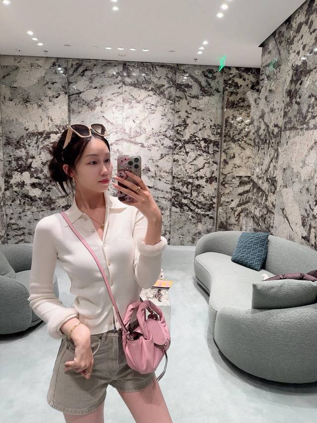 Fen*I 26Ss Early Spring New Wool Blend Knit Shirt Collar Cardigan | Exclusive Yb