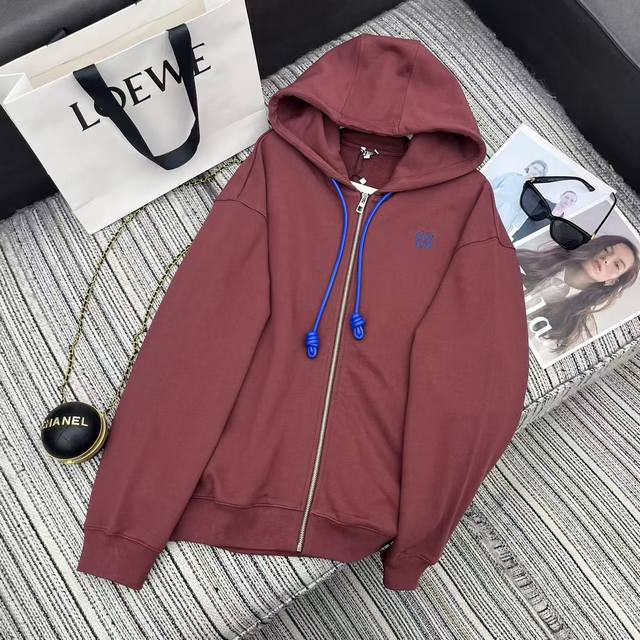 Highly Recommend Loe*E 2026 Early Spring New Logo Embroidered Zip-Up Hooded Swe