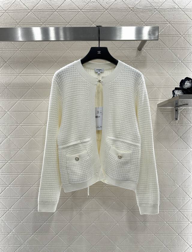 Chane*2025 New Arrival: Crew Neck Knit Cardigan. Made with custom Yb cotton yarn