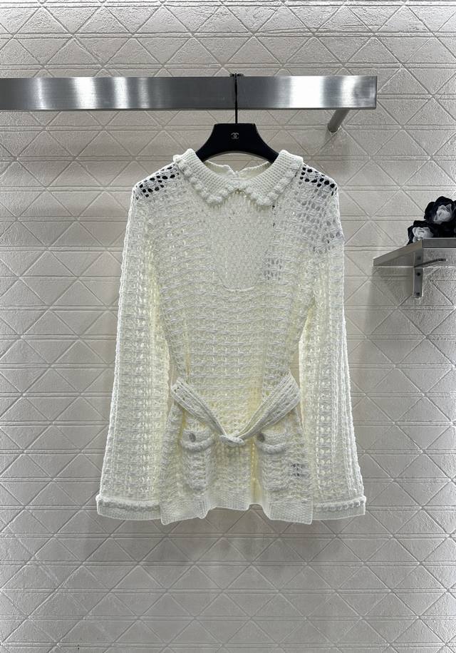 Chane*2025 New Arrival Collared Waist-cinching Knitted Pullover Sweater/Cover-up