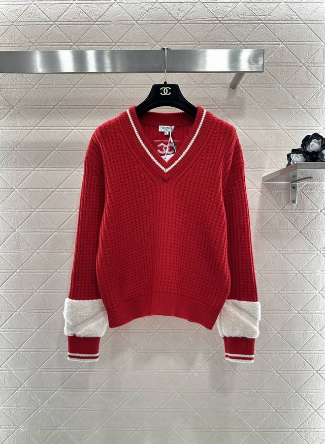 Chane*2025 New Arrival Crochet Vertical Ribbed Knit Pullover Sweater 25Coco Ski