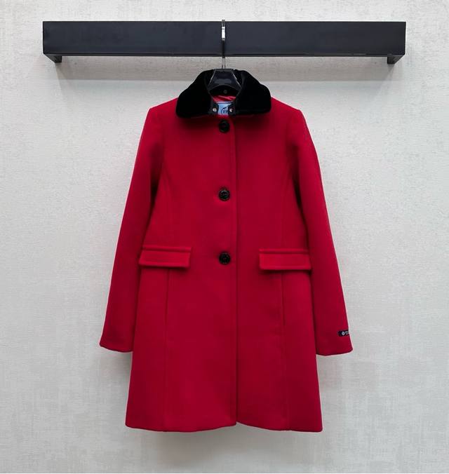 prad*2025 New Arrival: Wool Coat with Detachable and Spliced Collar, Custom Made