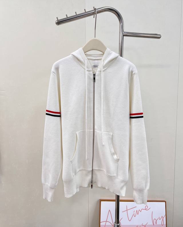 Thom Browne Tb Double-Sleeve Hooded Knit Cardigan. A timeless Tb cardigan, Tb st