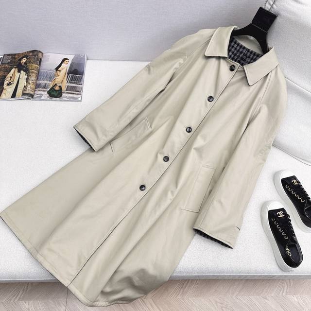 Celebrity-endorsed Miu 25Ss Fall/Winter Newest Reversible Long Trench Coat. One
