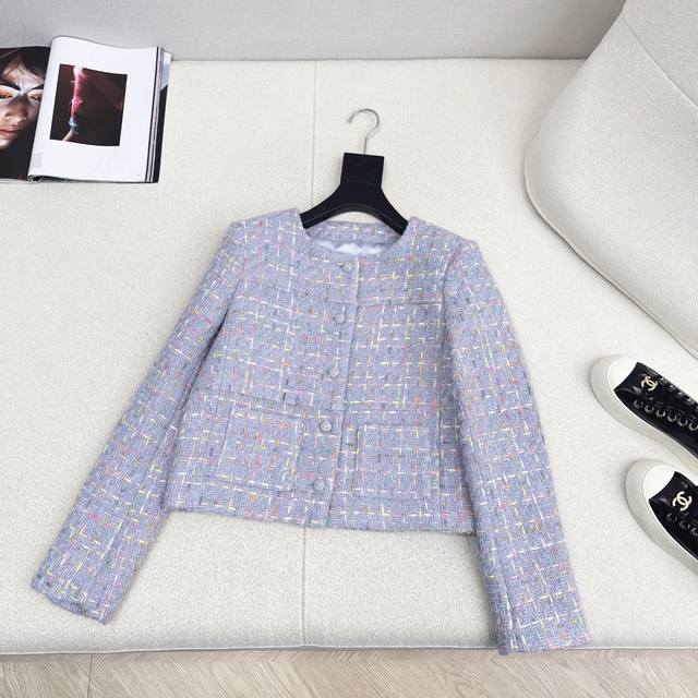 C Brand 25Ss Autumn/Winter Newest Chanel-Style Woven Tweed Short Jacket. Exquisi
