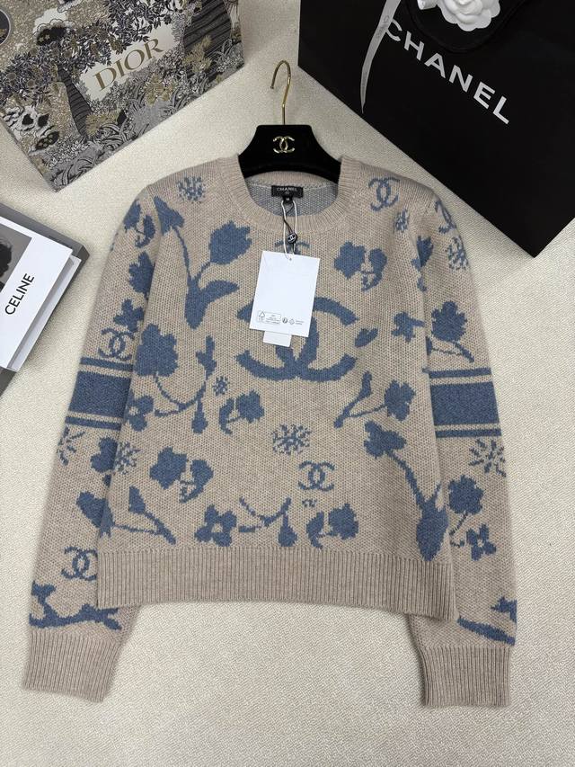 Chane*25 Autumn/Winter New Knitted Crew Neck Pullover Classic Brand Double C Log