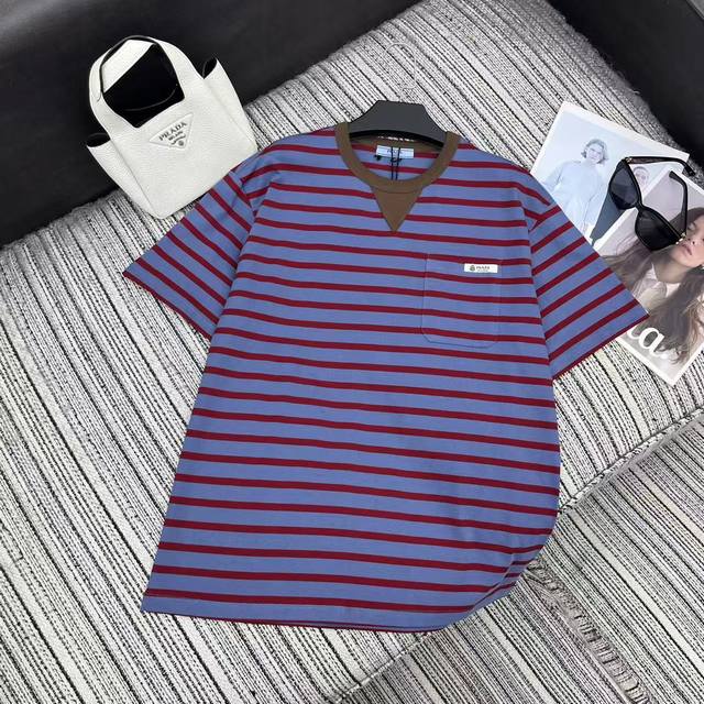 Highly recommend pra*2026 early spring new style striped short-sleeved T-shirt.