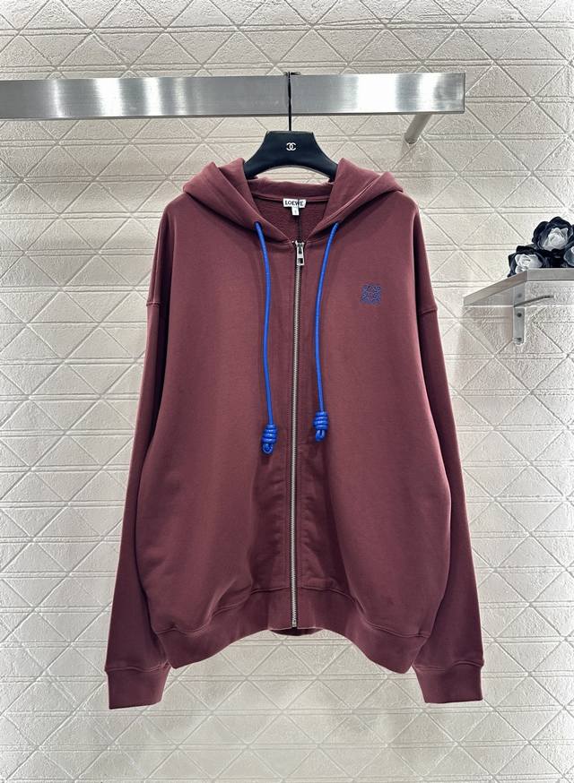 Loew*2025 New Arrival Oversized Hooded Drawstring Zipper Sweatshirt Jacket. Made