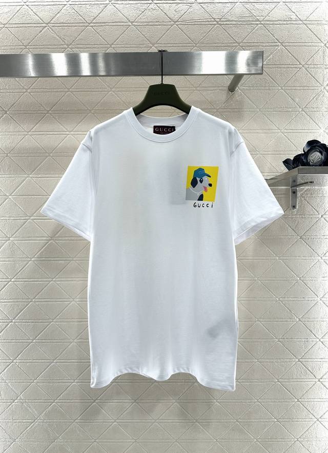 Gucc*2025 New Arrival Round Neck Cartoon Print Custom Yb Original 100% Cotton Ma