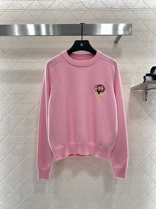 Gucc*2025 New Arrival Lunar New Year Embroidered Letter Logo Knit Sweater New Ye