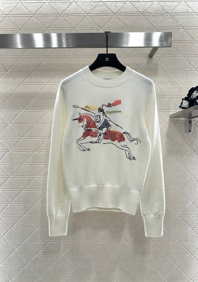 Bbr*2025 New Arrival Lunar New Year Embroidered War Horse Knit Sweater New Year'