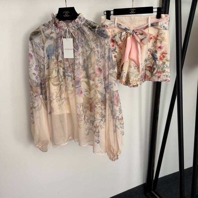 Style No. 20258200 Zimmermann* New Set: Floral and Bird Print Long-Sleeve Shirt