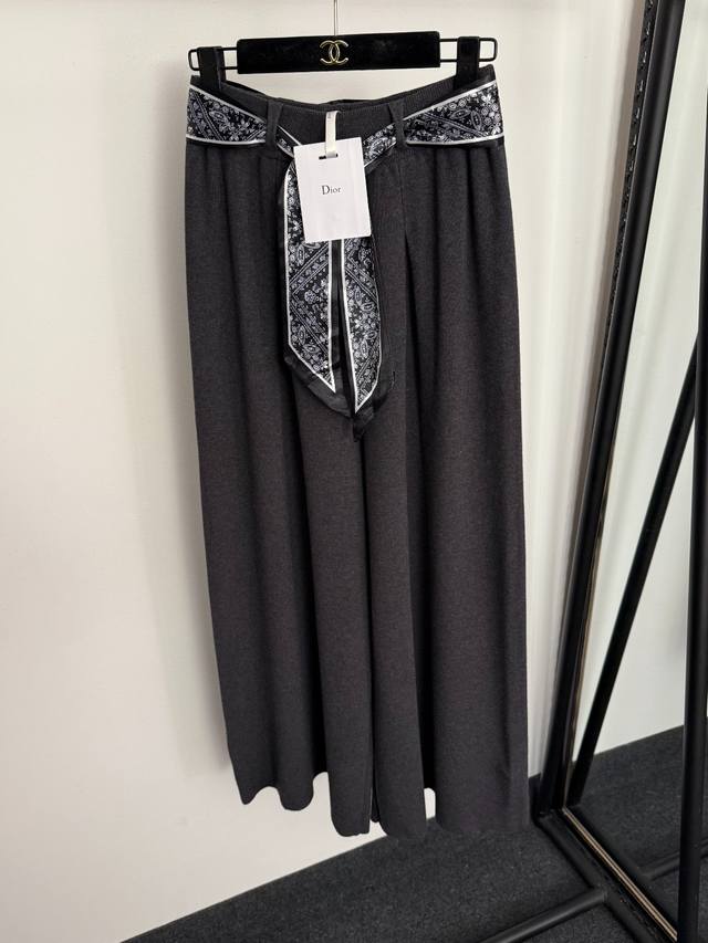 Style No. 20258197 Dio* New High-Waisted Knit Wide-Leg Pants with Retro Belt, A