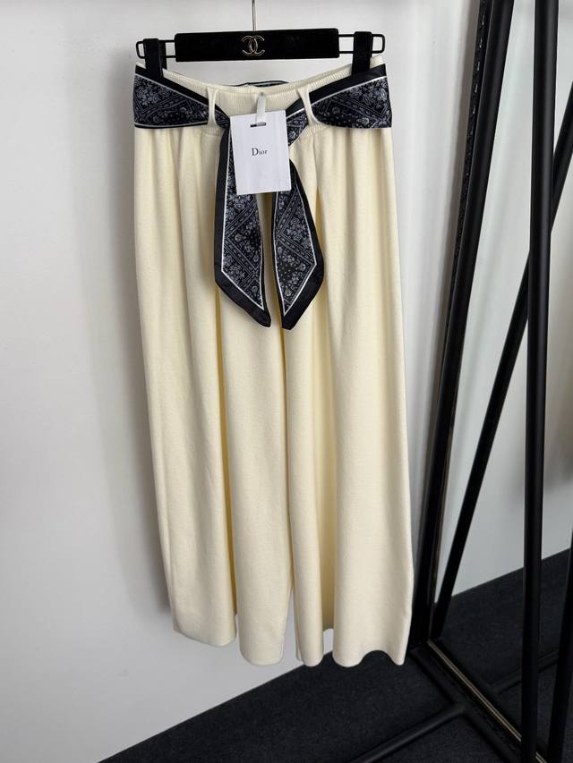 Style No. 20258197 Dio* New High-Waisted Knit Wide-Leg Pants with Retro Belt, A