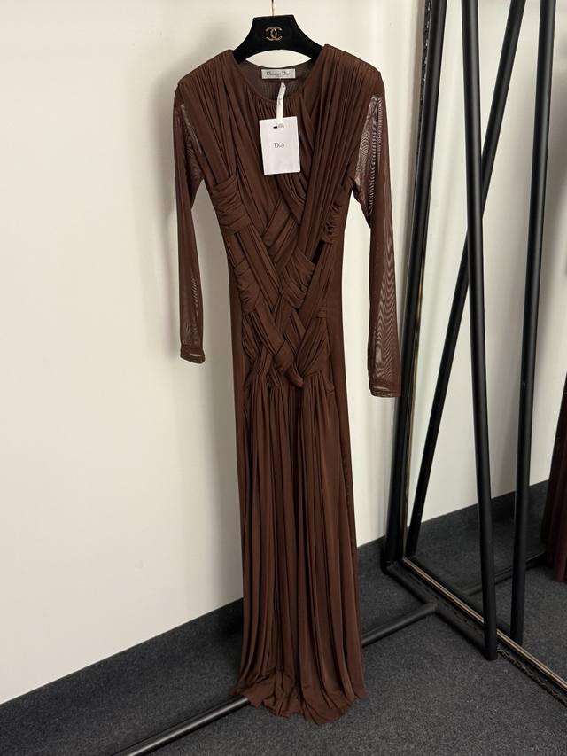 Style No. 20258169 Dio* New Retro Design Tassel Slit Woven Mesh Long-Sleeved Dr