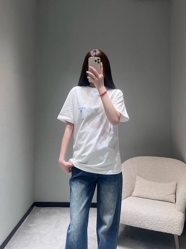 Celin*2025Fw Autumn/Winter New Arrival Short-Sleeve T-Shirt: A relaxed, flatteri