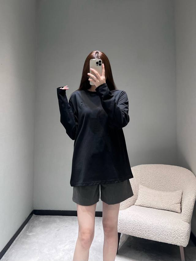 Ys*L2025Fw Autumn/Winter New Arrival Round Neck Long Sleeve T-Shirt: Classic bla