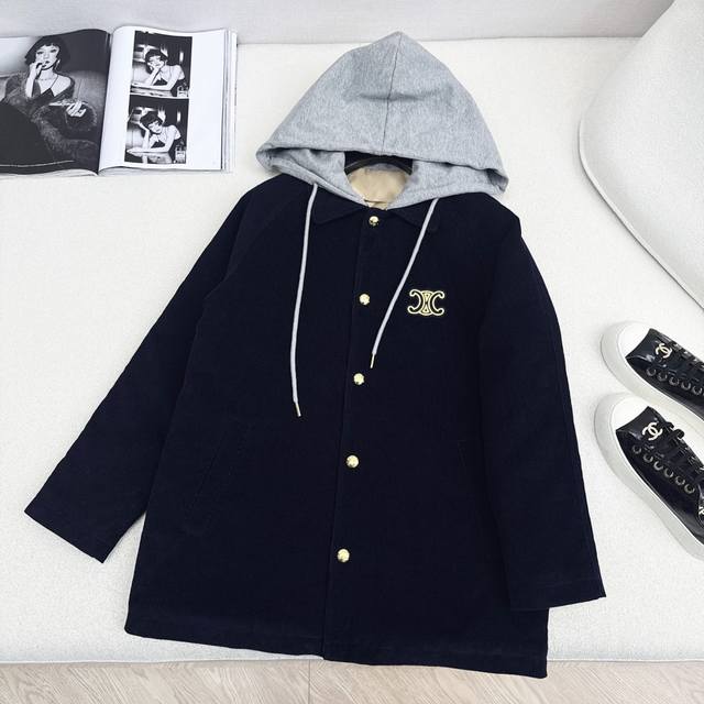 Ce 25Ss Autumn/Winter Newest Hooded Drawstring Cotton Jacket, Custom Imported Co