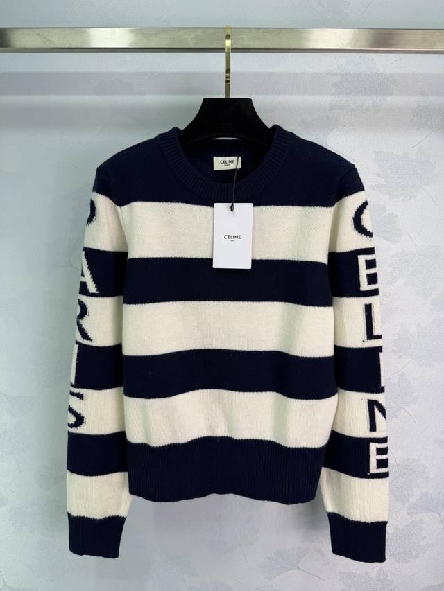 Ce*25 Autumn/Winter New Knit Sweater, featuring bold blue and white stripes and